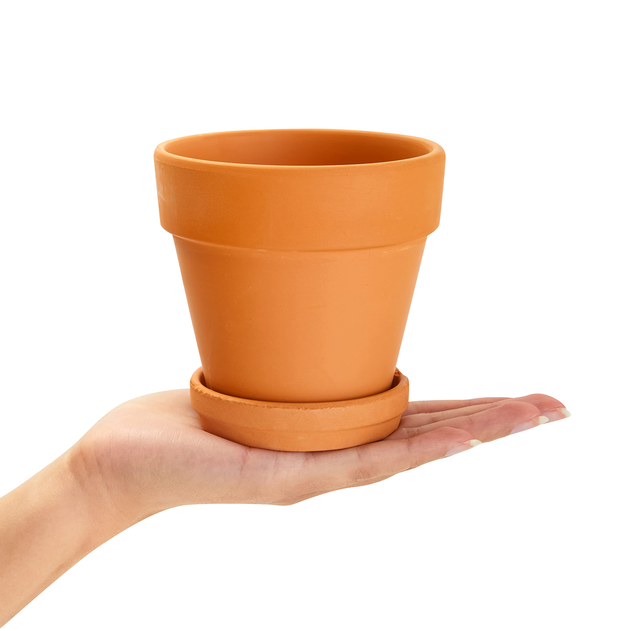 Juvale 4-inch Small Terracotta Pots (6-Pack) with Saucers & Drainage Holes - Clay Planters for Succulents, Flowers, Herbs - Perfect for Indoor Windowsills, Outdoor Gardens & Home Decor