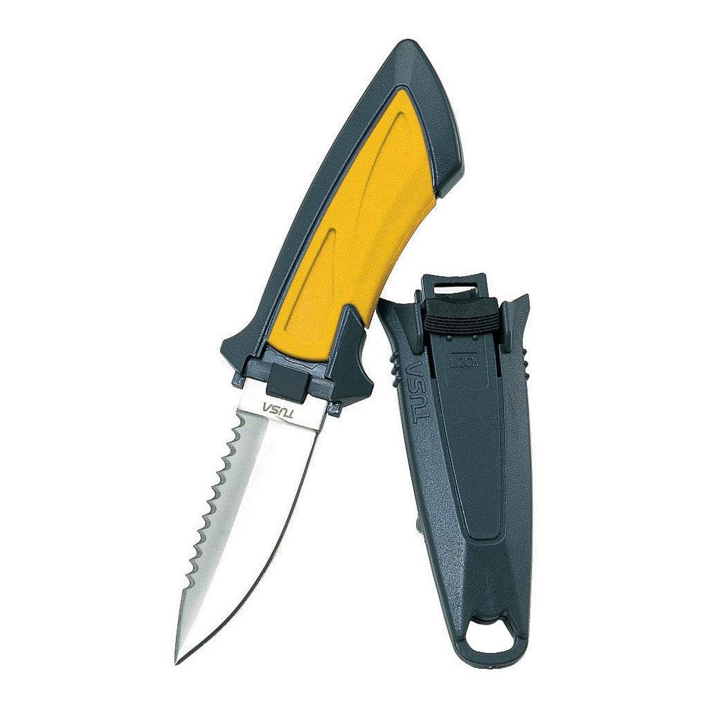 TUSA Imprex Mini Dive Knife - Compact Stainless Steel Scuba Diving Tool for Underwater Safety & Emergency Cutting - Perfect for Snorkeling, Spearfishing & Marine Adventures