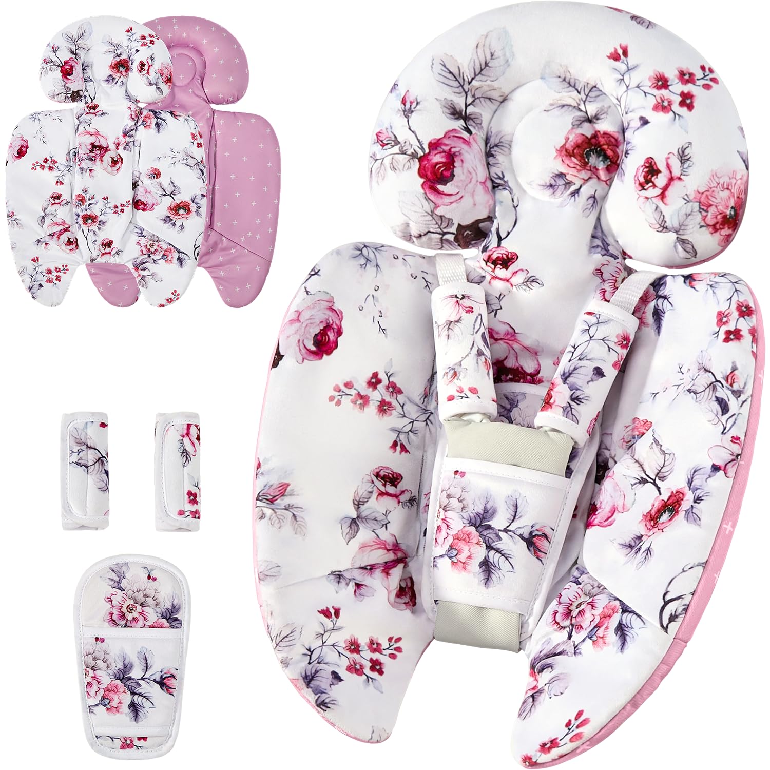 4moms Mamaroo & Graco Swing Infant Insert - Newborn Head & Body Support Cushion with Breathable Soft Fabric - Universal for Baby Swings, Car Seats & Strollers - Perfect for Napping, Traveling and On-the-Go Comfort