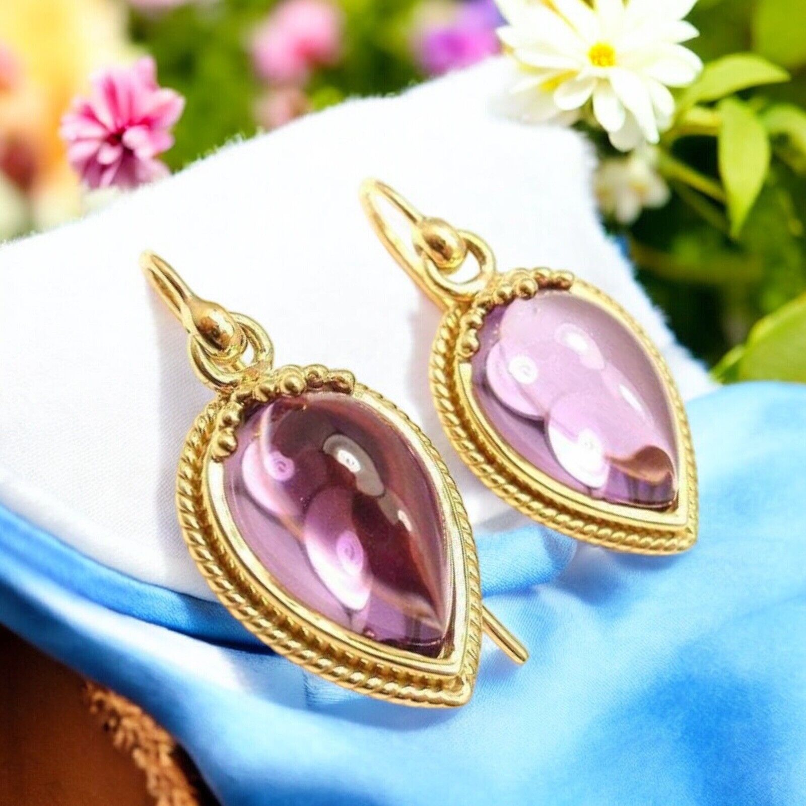 Authentic Temple St. Clair 18k Yellow Gold Chinese Bead Amethyst Earrings | Luxury Purple Gemstone Jewelry | Perfect for Weddings, Parties & Special Occasions