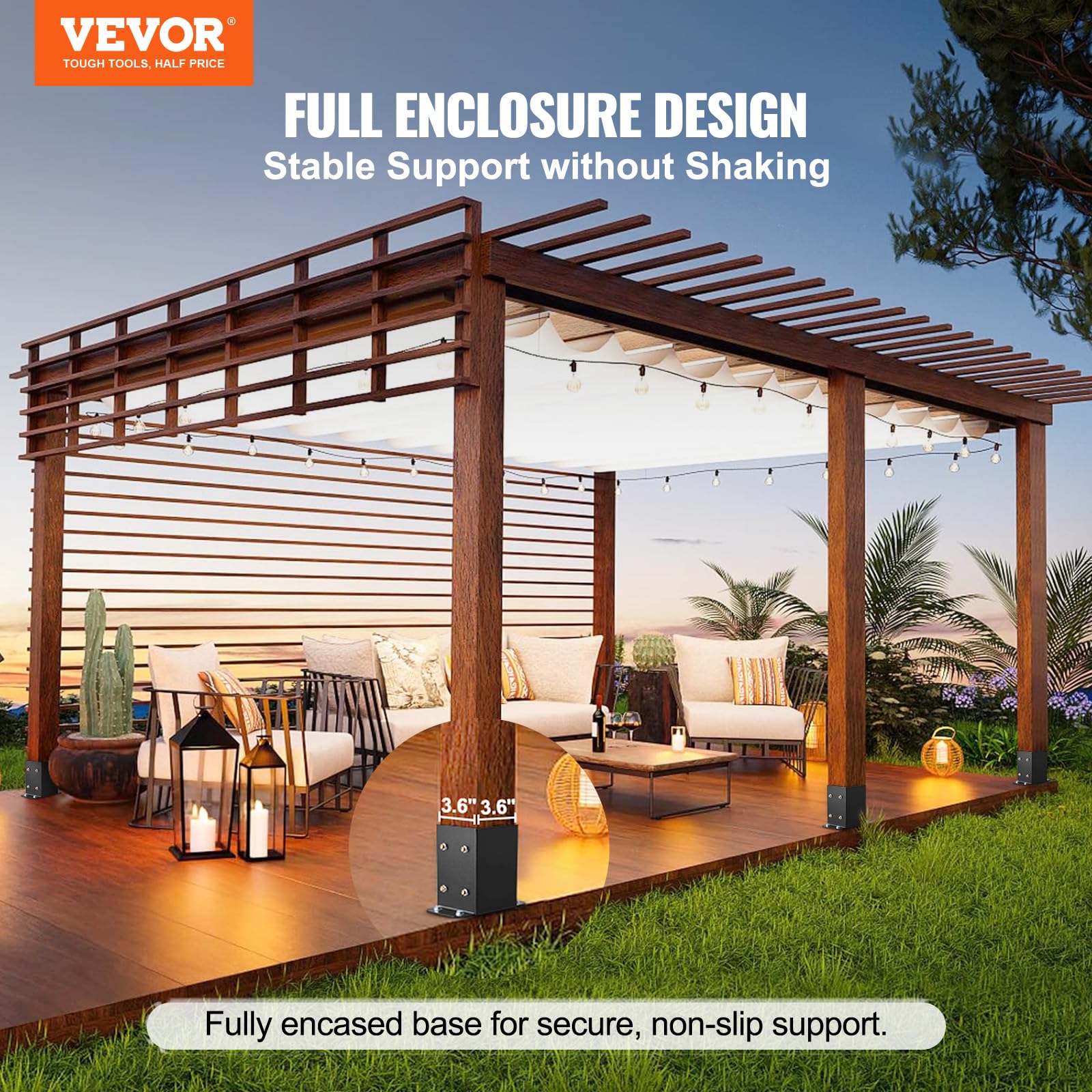 VEVOR 4x4 Post Base Brackets 10 Pack - Heavy Duty Powder-Coated Deck Support for 3.6