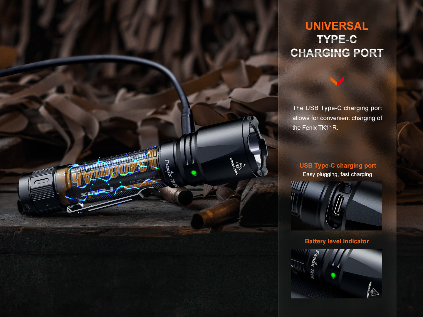 Fenix TK11R Compact Tactical Flashlight - 1000 Lumens LED Rechargeable Flashlight for Camping, Hiking & Emergency Use