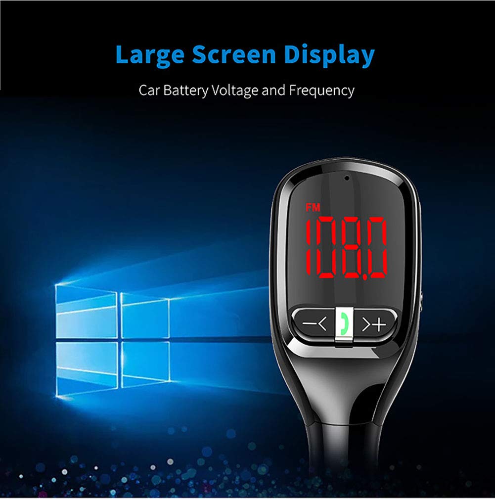 Wireless Bluetooth FM Transmitter for Car - 4.2 In-Car Radio Adapter with Hands-Free Calling, Dual USB Charging Ports, LED Display & 4 Stereo Modes | Perfect for Road Trips, Commuting & Streaming Music