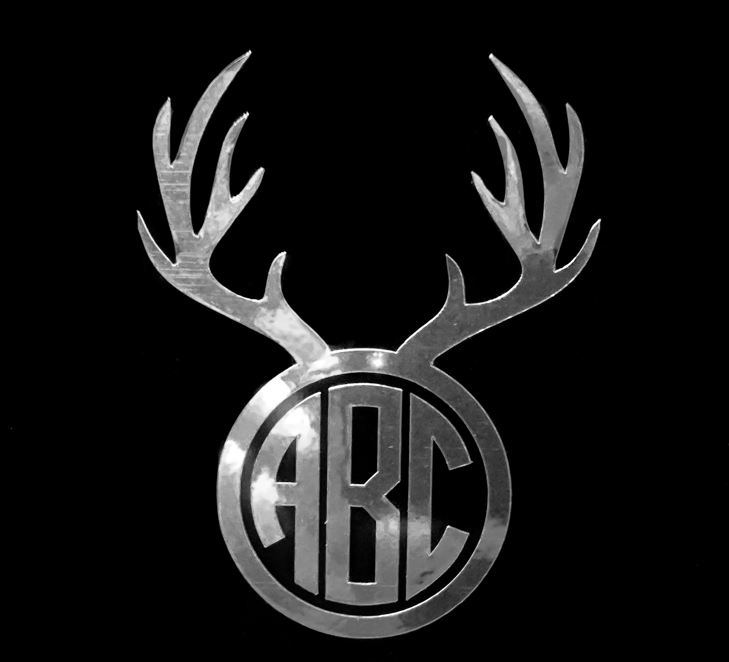 Custom Metallic Deer Antler Monogram Letter Initial Decal Sticker - Gold Chrome 8