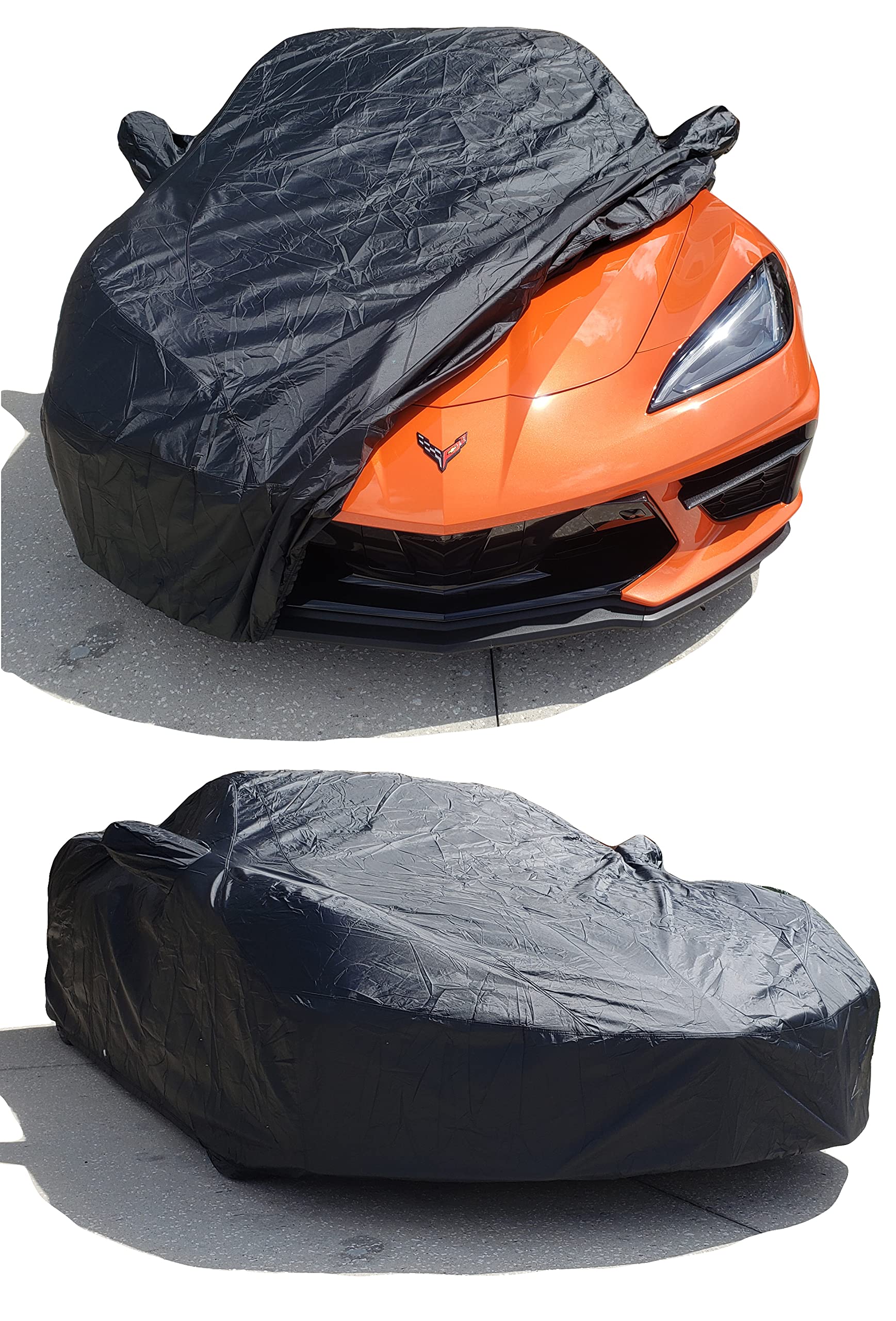 Custom FIT Car Cover for 2020-2025 Chevy Corvette C8 - XTREMECOVERPRO Diamond Series Black Waterproof Outdoor Protection | Perfect for Garage, Travel & All-Weather Storage