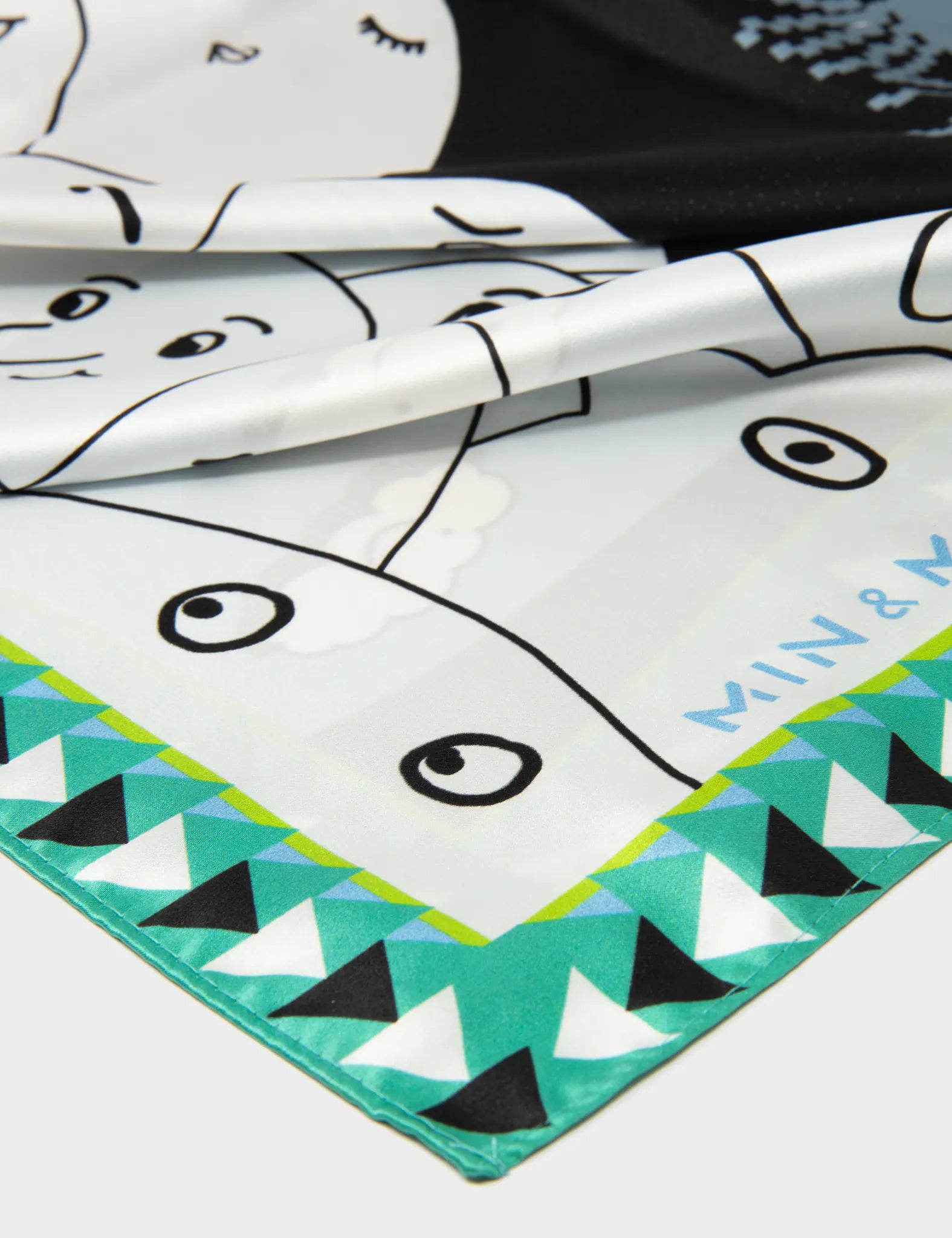 Elegant Black Silk Scarf with Happy Mountains Design - Perfect for Women's Fashion Accessories, Gift Giving, and Special Occasions