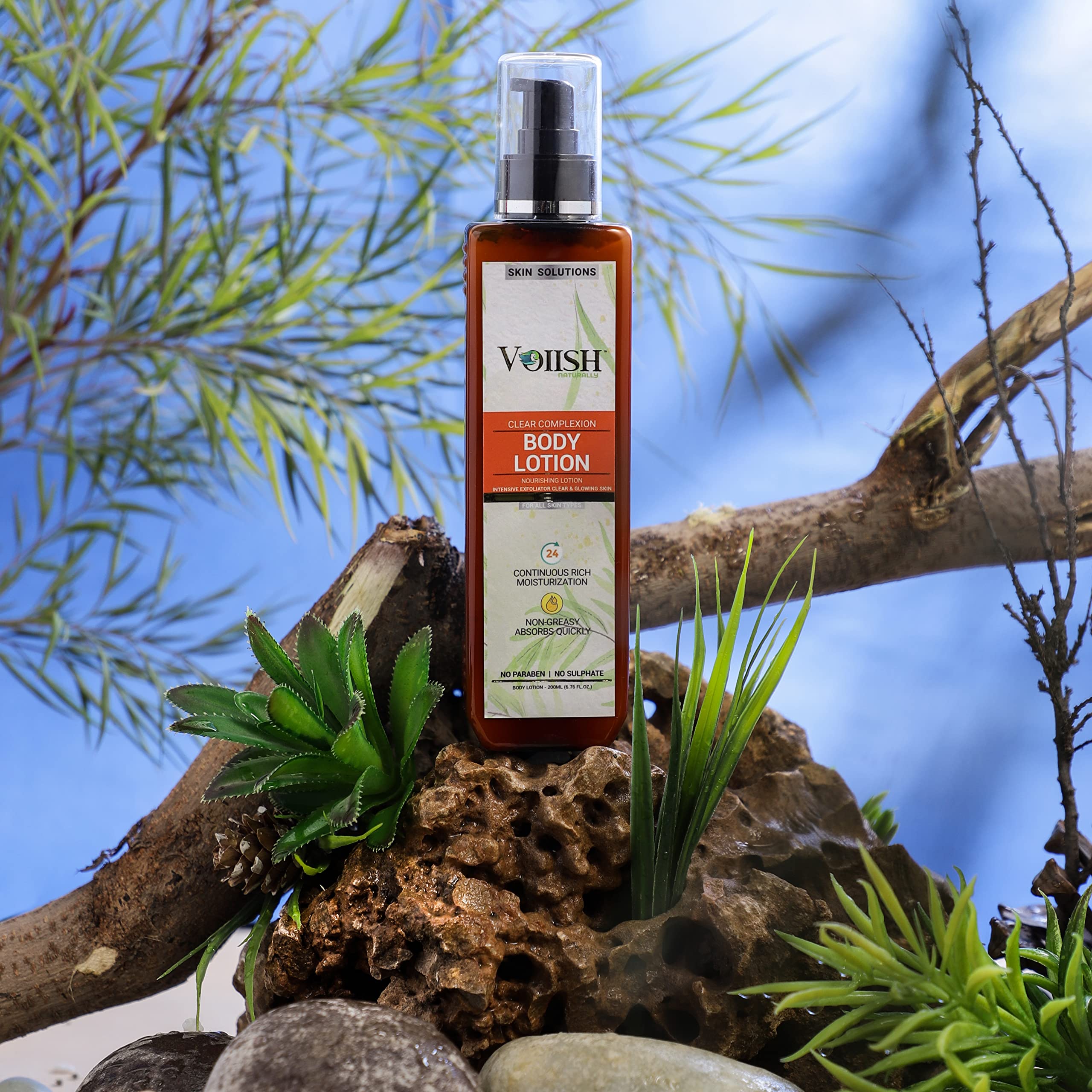 VOIISH Deep Moisture Nourishing Body Lotion 200ml - Daily Hydrating Moisturizer for Dry Skin, Non-Greasy Formula for Glowing Skin - Men & Women (Clear Complexion) - Perfect for Post-Shower & Nighttime Skincare Routine