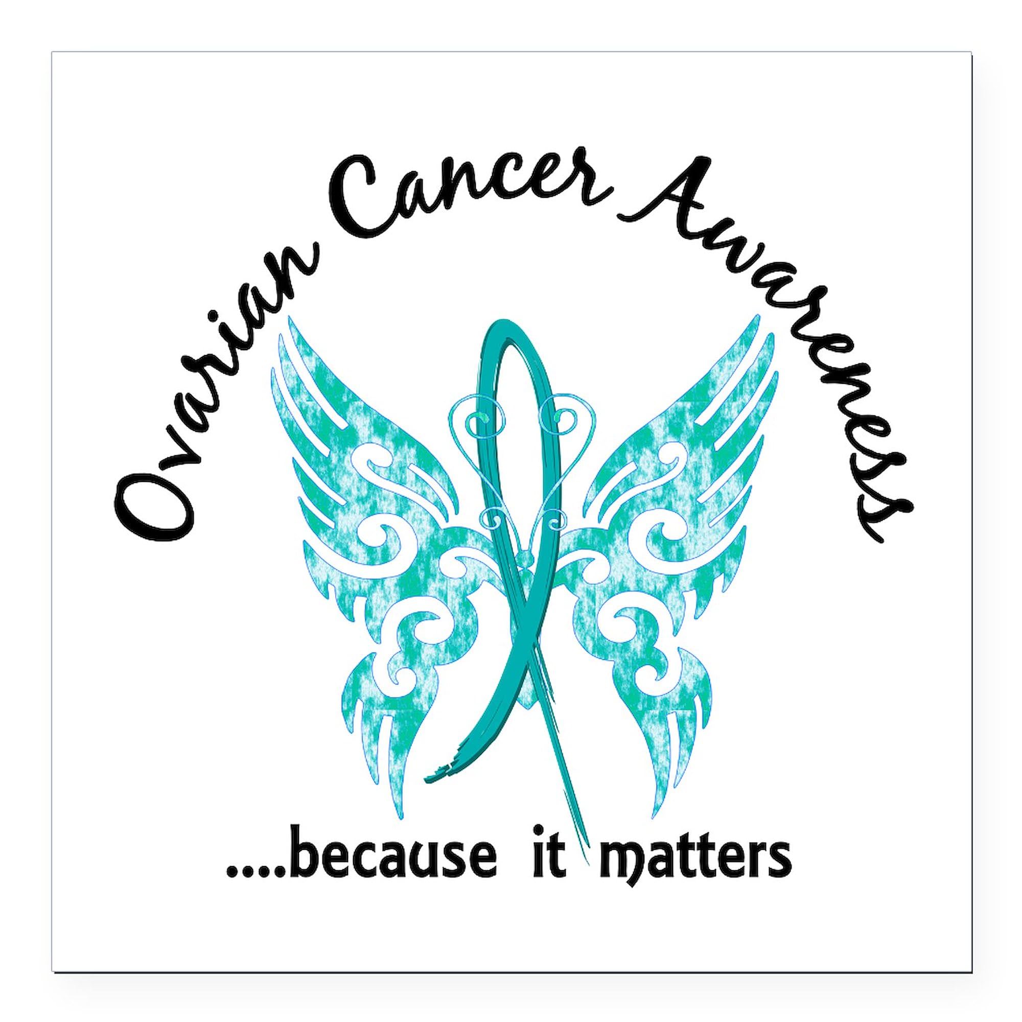 Ovarian Cancer Awareness Butterfly Car Magnet - 3x3 Inch Square Magnetic Bumper Sticker for Cars, Trucks & Vehicles | Support Cancer Survivors & Show Solidarity | Perfect for Fundraisers, Awareness Campaigns & Personal Expression