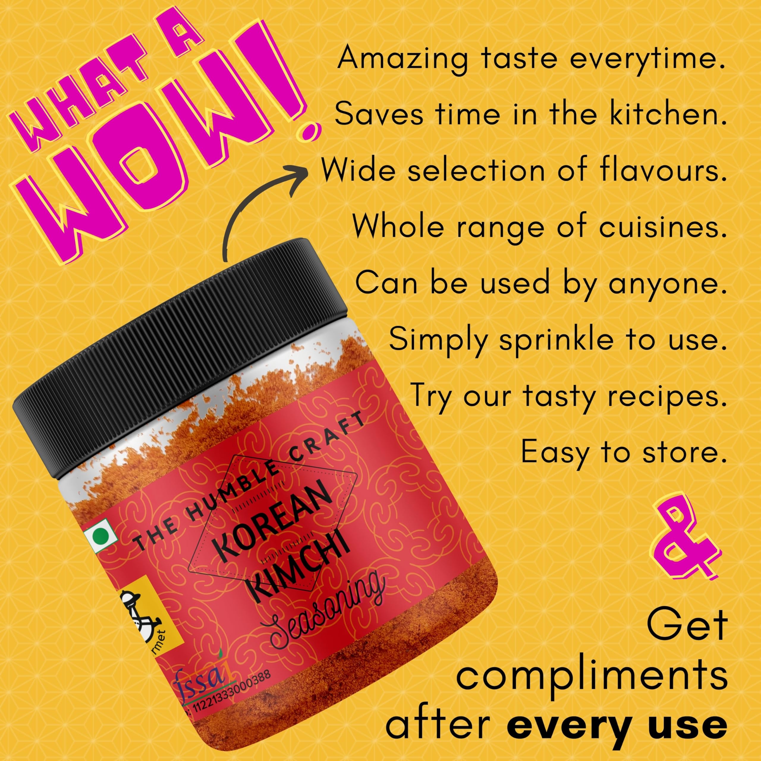 The Humble Craft Korean Kimchi Seasoning Powder - Spicy & Tangy Gochugaru Flavor for Popcorn, Snacks, Noodles, Ramen, Rice Cakes, Broth, Fries & Mayo Dip (100g) - Perfect for Movie Nights, Korean BBQ & Home Cooking