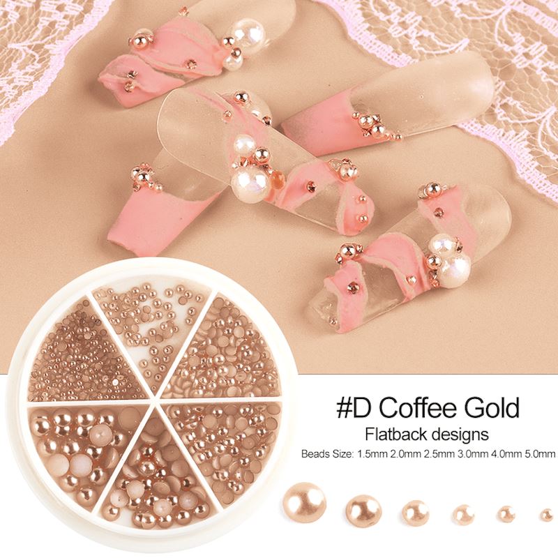 Half Pearls Nail Art Decoration Wheels - DIY Manicure Rhinestone Decorations for Nails, Acrylic Nails & Gel Nails - Perfect for Bridal, Party & Salon Nail Designs