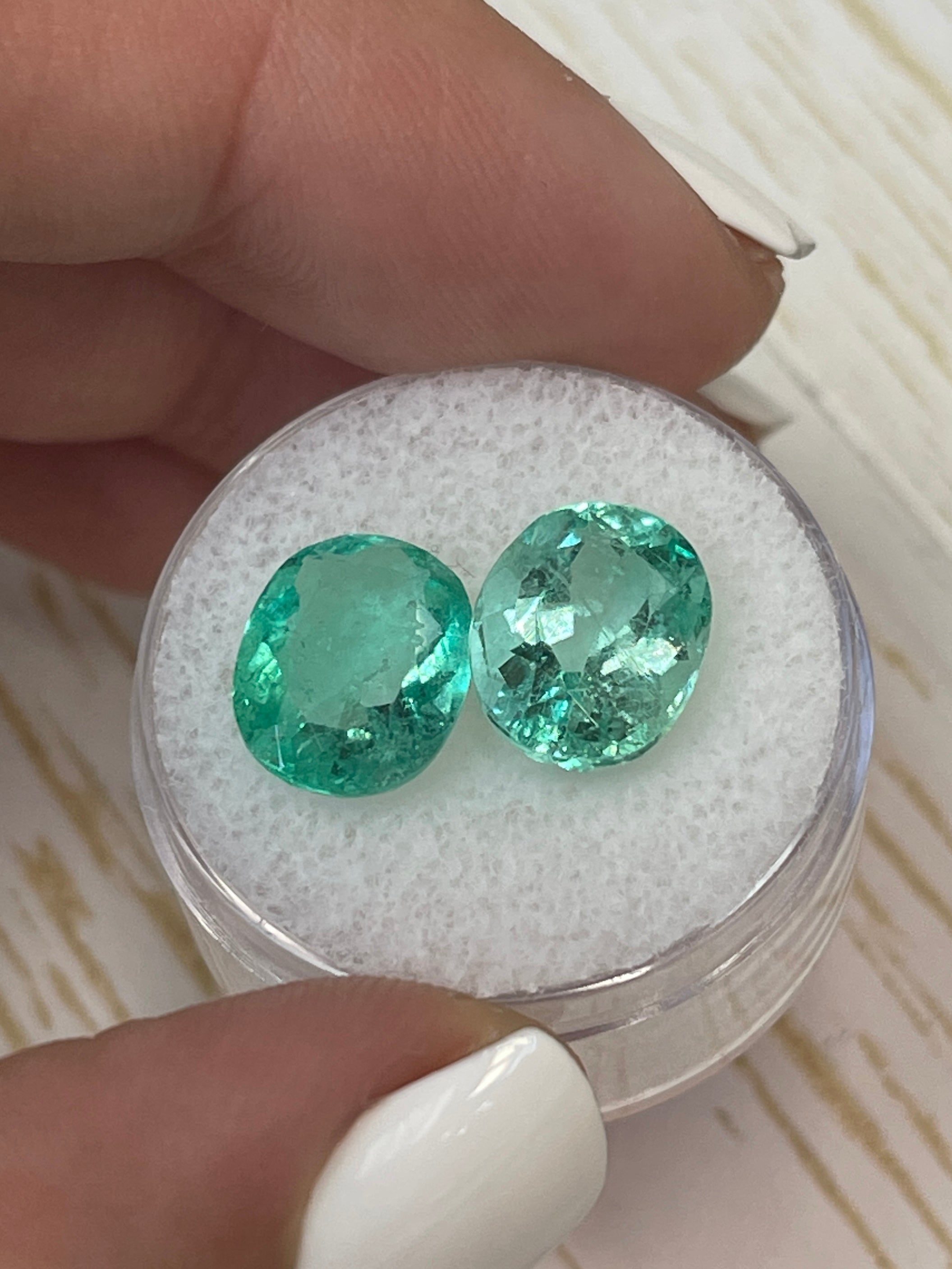 7.49tcw 11x9mm Matching Pair of Loose Colombian Emerald Gemstones - Oval Cut Natural Green Emeralds for Jewelry Making, Engagement Rings & Luxury Gifts