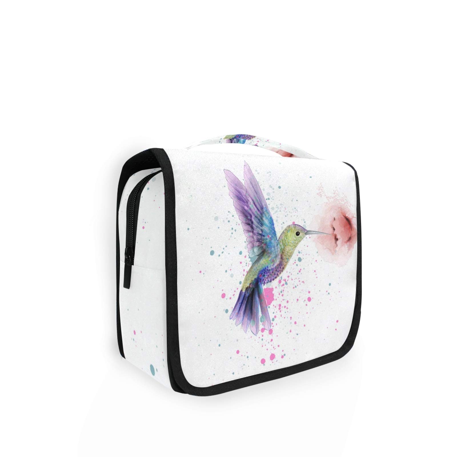 Hupery Watercolor Hummingbird Hanging Travel Toiletry Bag - Waterproof Cosmetic Pouch & Makeup Organizer for Women, Men, Girls - Perfect for Camping, Gym, Beach Trips & Air Travel