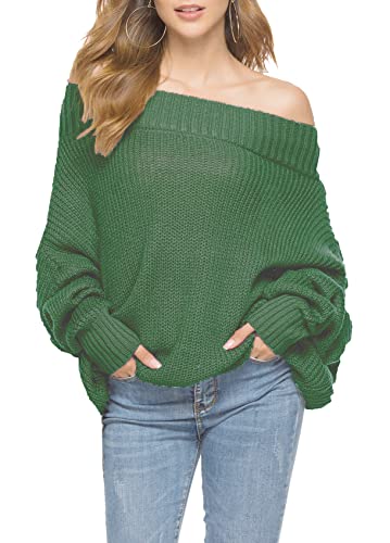 GOLDSTITCH Women's Off Shoulder Batwing Sleeve Oversized Sweater - Soft Knit Pullover Jumper for Casual Wear, Date Night & Fall Fashion