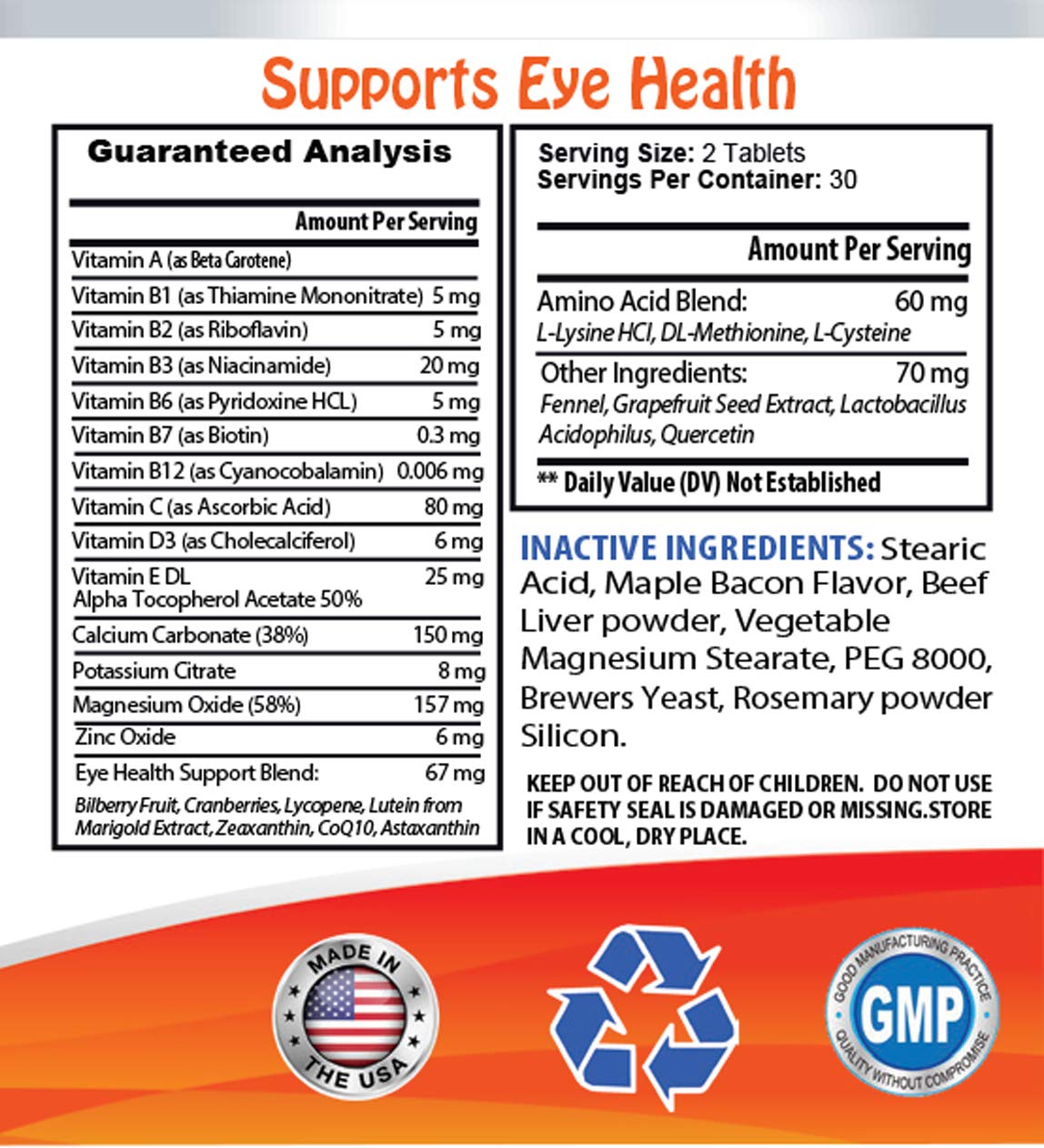 Premium Dog Eye Vitamins for Vision & Immune Support - Advanced Formula Eye Health Supplement for Dogs - 60 Tasty Chews per Bottle - Perfect for Senior Dogs & Pets with Eye Discomfort