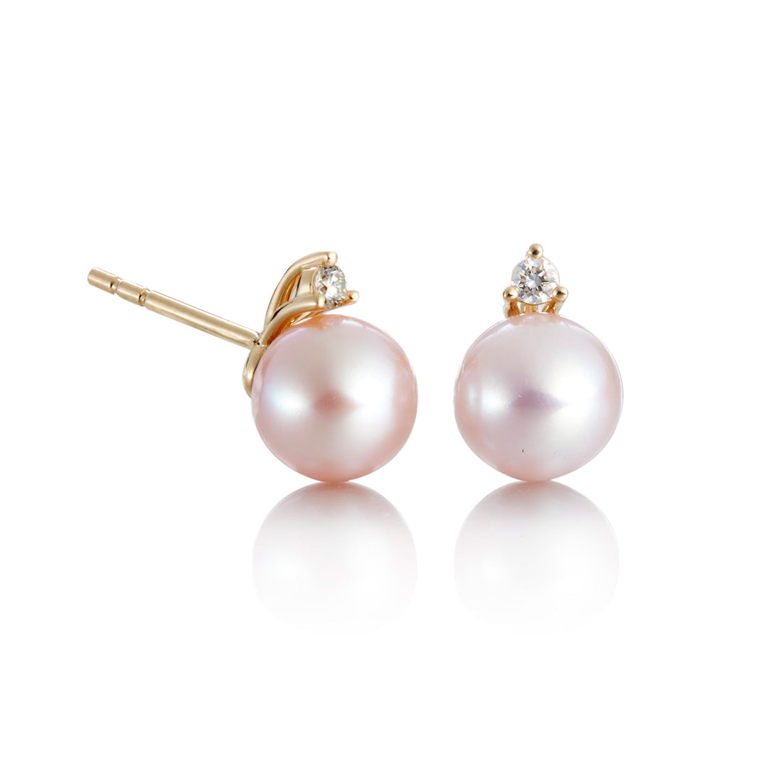 Diamond & Pink Pearl North Star Earrings for Women - Elegant Dangle Drop Earrings for Party, Wedding, and Evening Wear