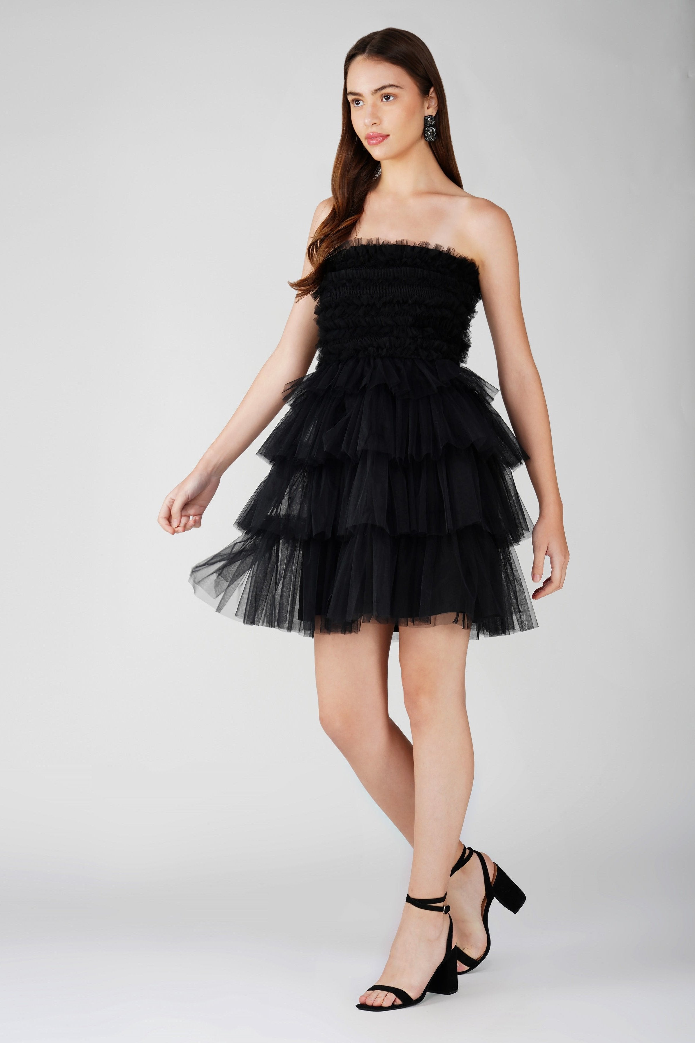 Ronda Mini Dress in Black - Elegant Short Sleeve Party Dress for Women | Perfect for Cocktail Parties, Date Nights & Special Occasions