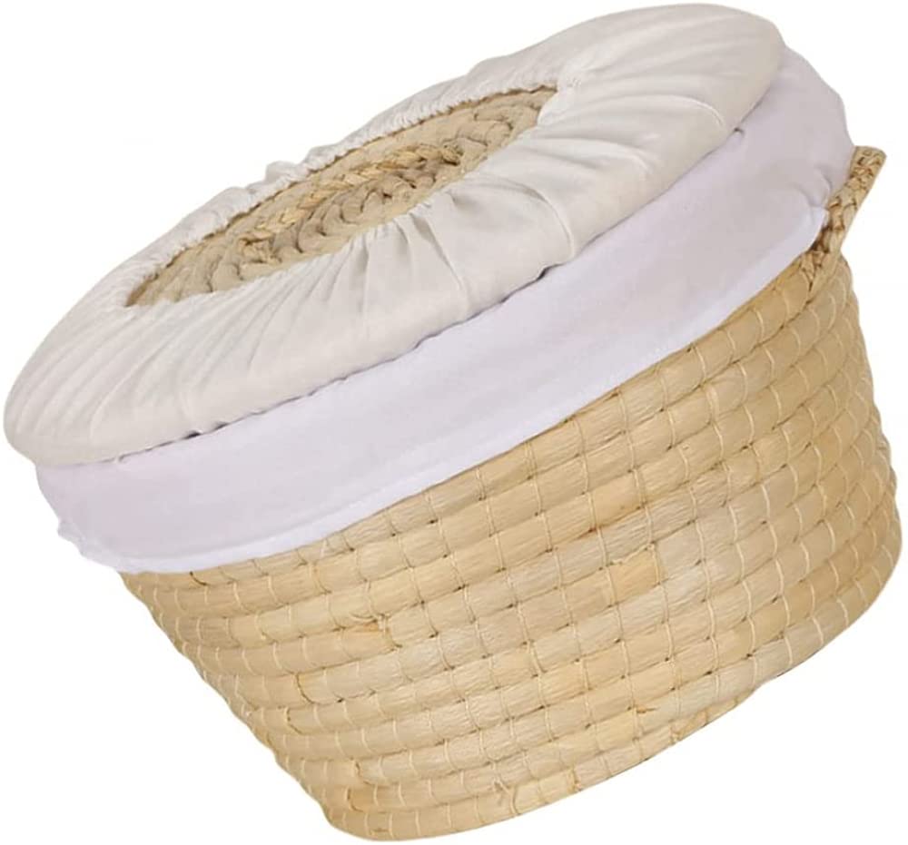 Natural Rattan Woven Egg Basket with Round Lid - Picnic Storage Basket with Handles for Bread, Buns & Eggs - Perfect for Kitchen Organization, Easter Decor & Outdoor Picnics