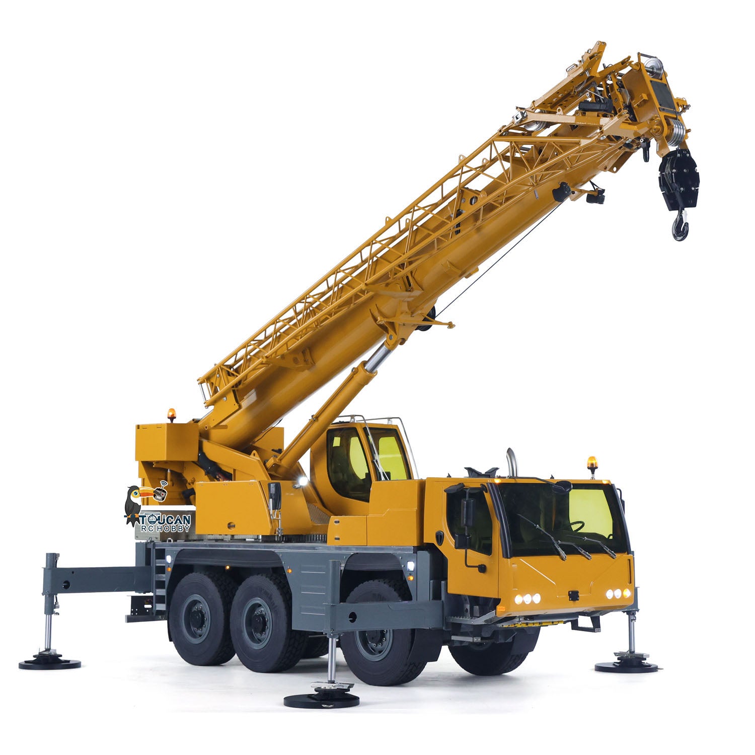 Eyewhale D1050 1/14 Scale Metal RC Hydraulic Mobile Crane Truck - 3 Axle All Terrain Radio Controlled Construction Vehicle with Hoist | Paladin PL18EV Model | Perfect for Construction Site Play, RC Hobbyists & Collectors