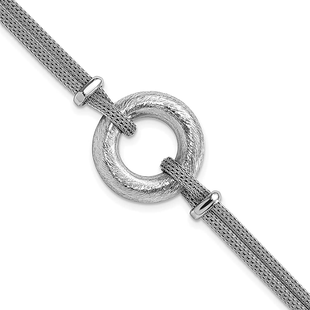 925 Sterling Silver Textured & Circle Bracelet for Women - 7.5 Inch Contemporary Fashion Jewelry - Perfect Gift for Her (Ideal for Date Nights, Parties & Everyday Wear)