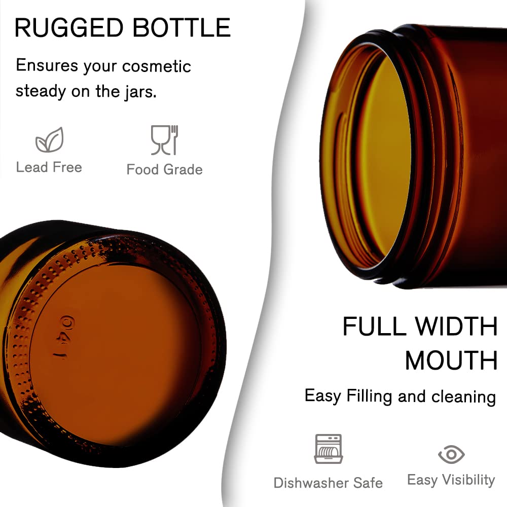 Amber Glass Jars with Lids - Tecohouse 4oz, 2oz & 1oz Reusable Travel Containers for Creams, Lotions & Cosmetics (3-Pack) - Perfect for DIY Skincare, Essential Oils & Travel Toiletries