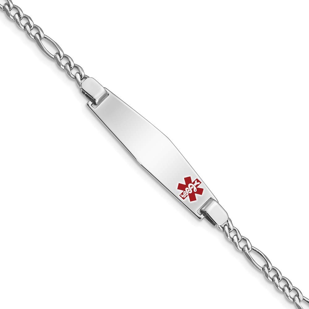 925 Sterling Silver Medical Alert ID Figaro Link Chain Bracelet - Emergency Medical Information Jewelry for Allergies & Conditions - Perfect for Daily Wear & Travel Safety