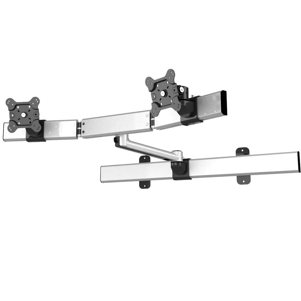 Adjustable Dual Monitor Wall Mount Bracket with Swivel Arm - Slideable VESA Stand for 13-32 Inch Screens - Perfect for Home Office, Gaming & Workspace Setup