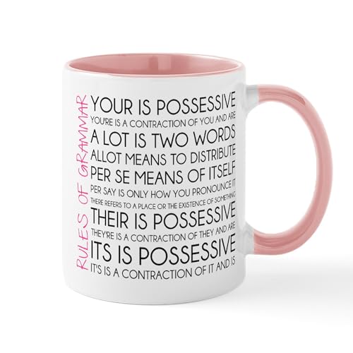 White/Pink Inside - Rules Of Grammar Mug
