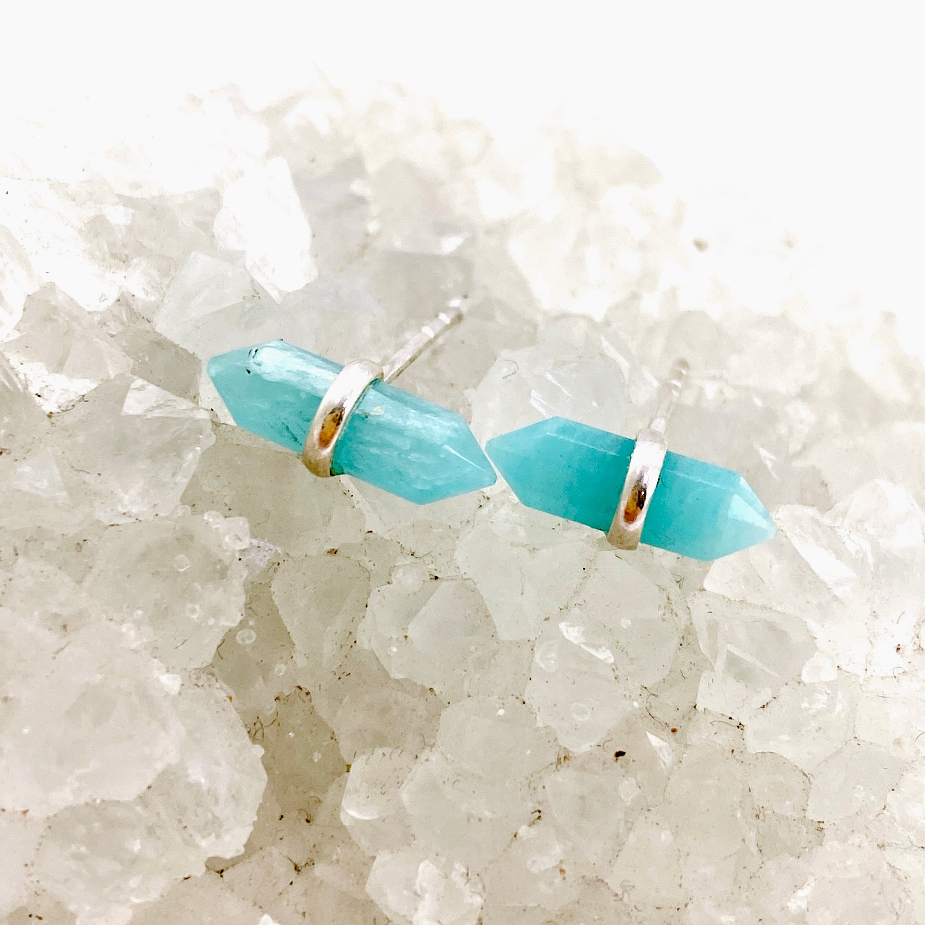 Natural Gemstone Double Point Stud Earrings PSE038 - Elegant Dainty Jewelry for Women, Gift for Her | Perfect for Parties, Weddings & Everyday Wear