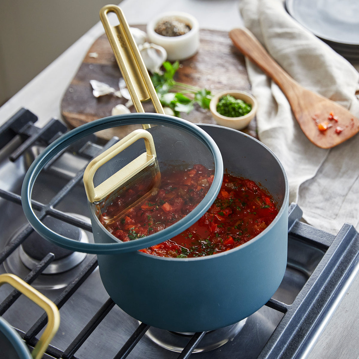 Stanley Tucci™ Ceramic Nonstick 6-Piece Cookware Set with Free Tucci Cookbook | Venetian Teal | Premium Kitchen Essentials for Everyday Cooking & Gourmet Meals