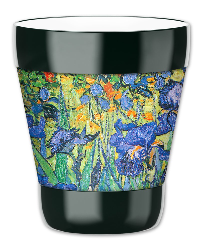 Mugzie 12-Oz Insulated Lowball Tumbler with Removable Wet Suit Cover - Van Gogh Irises Design - Perfect for Iced Coffee, Cocktails & Home Bar Use