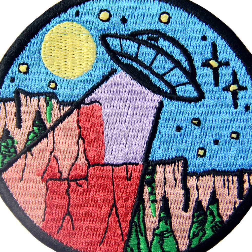 UFO in The Wild Outdoor Patch - Embroidered Iron On & Sew On Applique Emblem for Jackets, Backpacks & Hats | Adventure & Camping Gear Accessories