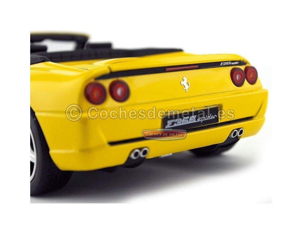 Hot Wheels Ferrari F355 Spider Convertible 1/18 Scale Diecast Model Car - Limited Yellow Elite Edition | Collectible Sports Car for Display, Gift & Racing Enthusiasts