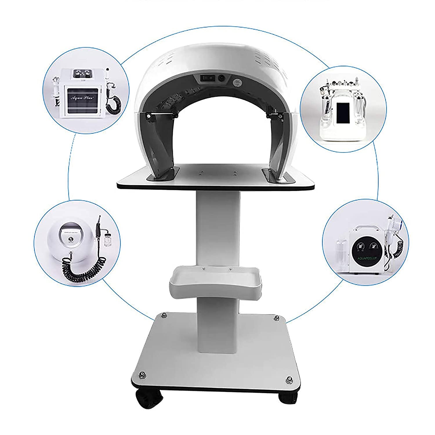 Professional Salon Medical Trolley with Rolling Wheels - Hair Stylist Cart with Large Instrument Tray for Beauty Tools & Supplies - Mobile Storage Solution for Hairdressers & Spa Services - Perfect for Salon Organization & Client Styling (White, Large Table Size)