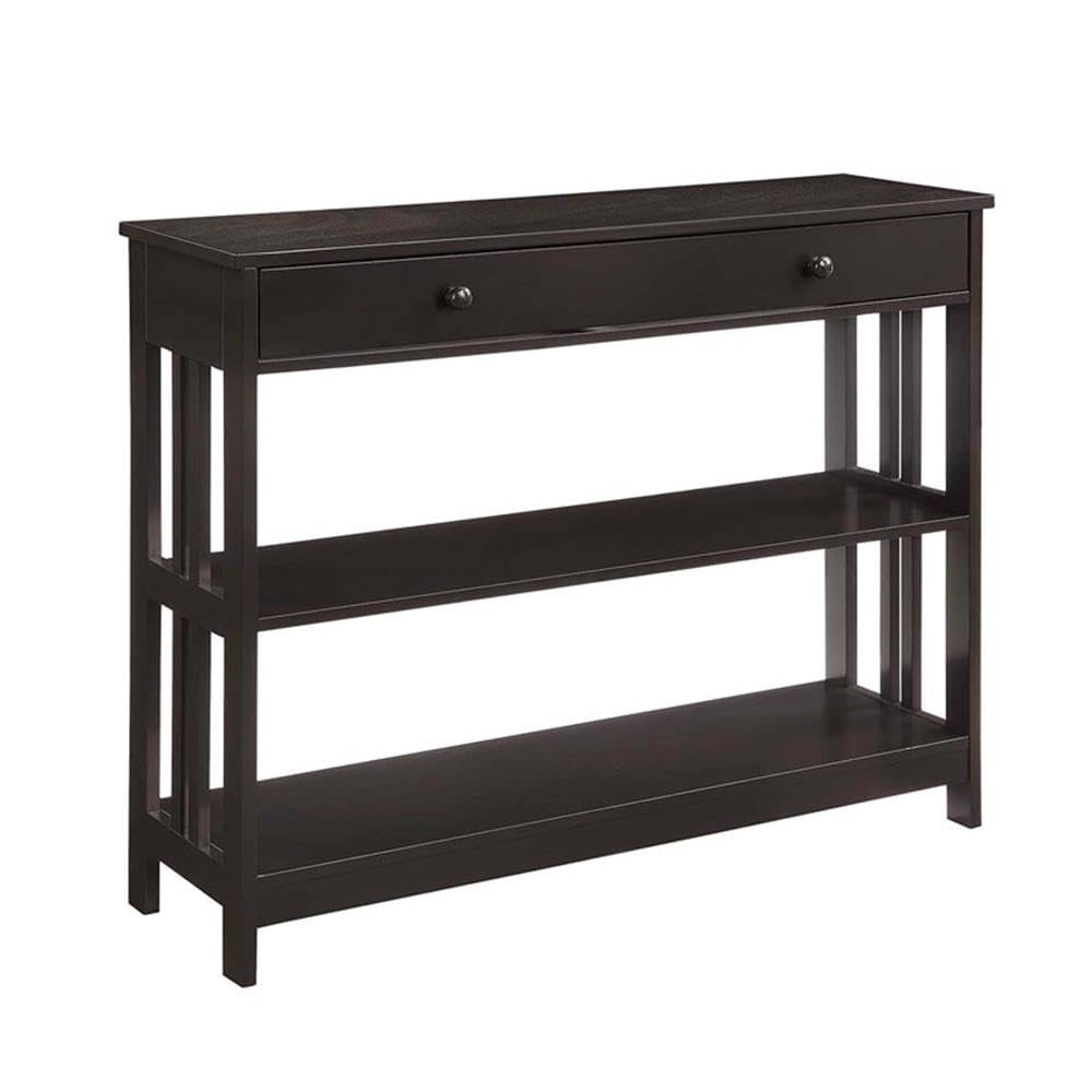 Pemberly Row Transitional One-Drawer Console Table - Espresso Wood Finish Entryway Table for Hallway, Living Room & Foyer Decor