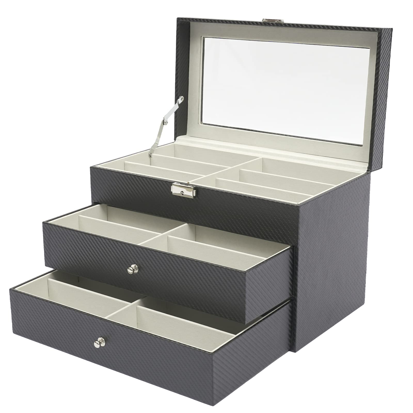 DNYSYSJ 18 Grids Sunglasses Storage Box - Eyewear Display Case with Lock - Perfect for Retail Stores, Home Organization & Travel Accessories