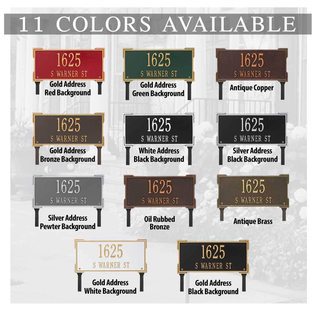 Whitehall™ Personalized Cast Metal Address Plaque - Custom Lawn Mounted Roanoke House Number Sign | Durable Outdoor Address Display for Home & Garden | Perfect for Mail Delivery, Emergency Services & Curb Appeal