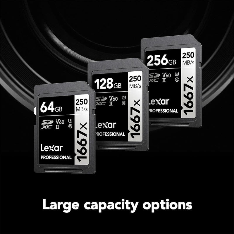 Lexar Professional 1667X 256GB SDXC UHS-II Memory Card - High Speed for DSLR Cameras, 4K Video Recording & Professional Photography