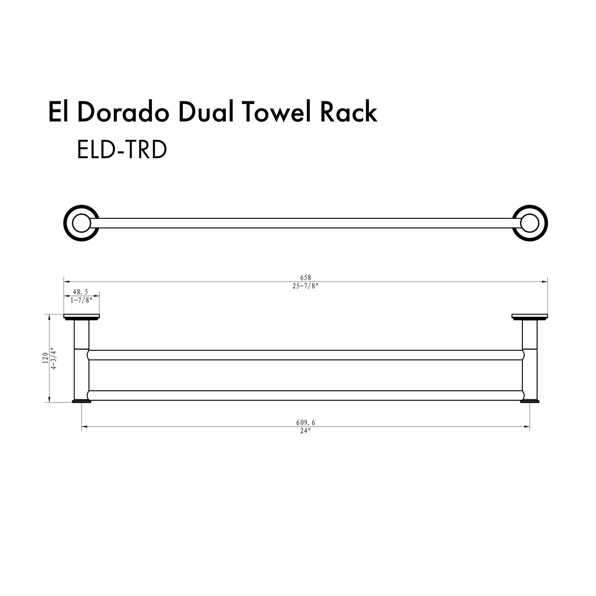 ZLINE El Dorado Double Towel Rail in Polished Gold - Premium Bathroom Towel Holder for Luxury Homes & Spas (ELD TRD PG) - Perfect for Bathrooms, Master Suites & High-End Hotels
