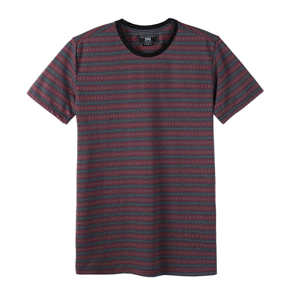 Hip Hop Graphic T-Shirt for Men - Striped Short Sleeve Tee for Streetwear