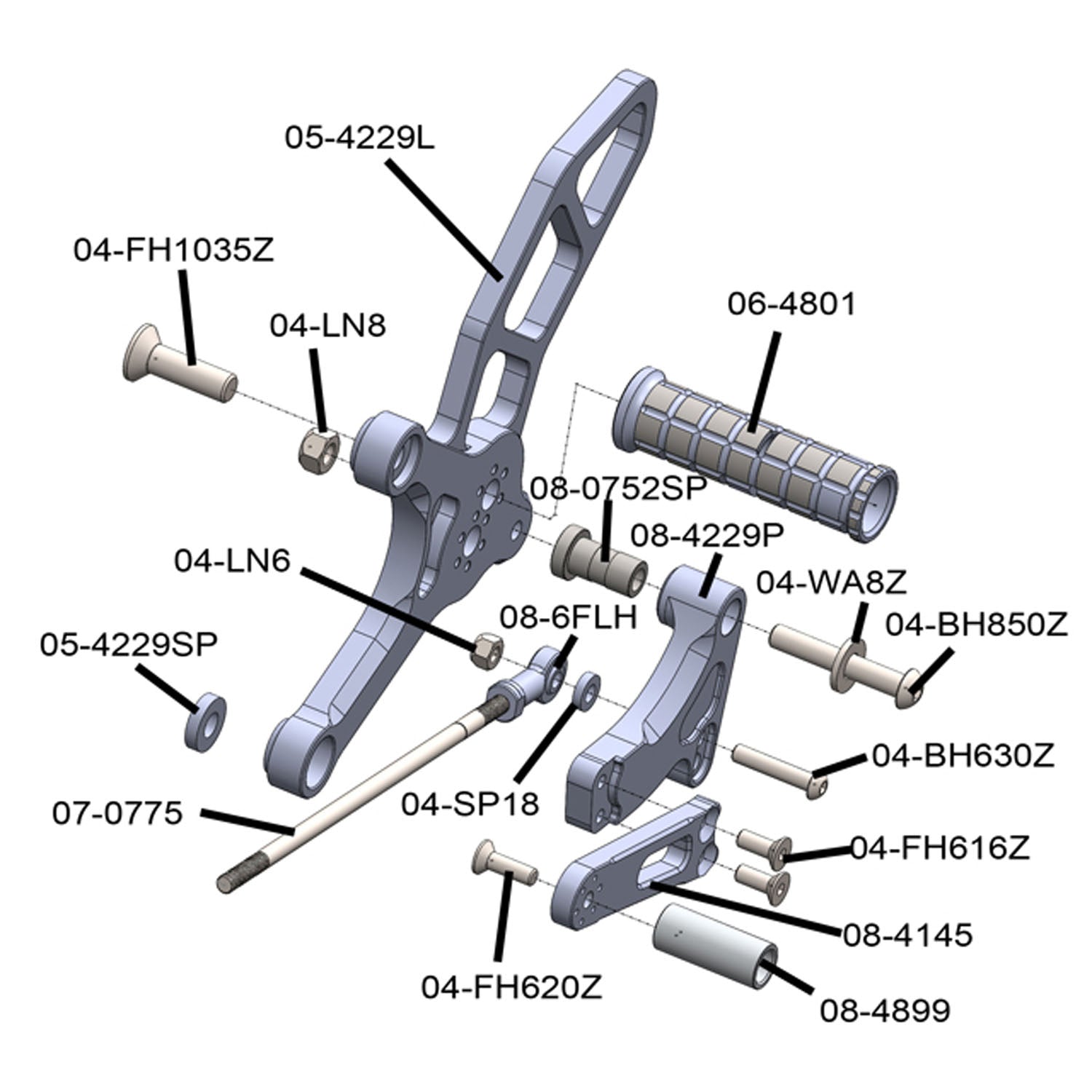 Suzuki SV650 Rearset 05-4229B - High Performance Adjustable Rearset Footpegs for Suzuki SV650 (2003-2020) | Perfect for Track Days, Racing & Custom Motorcycle Builds