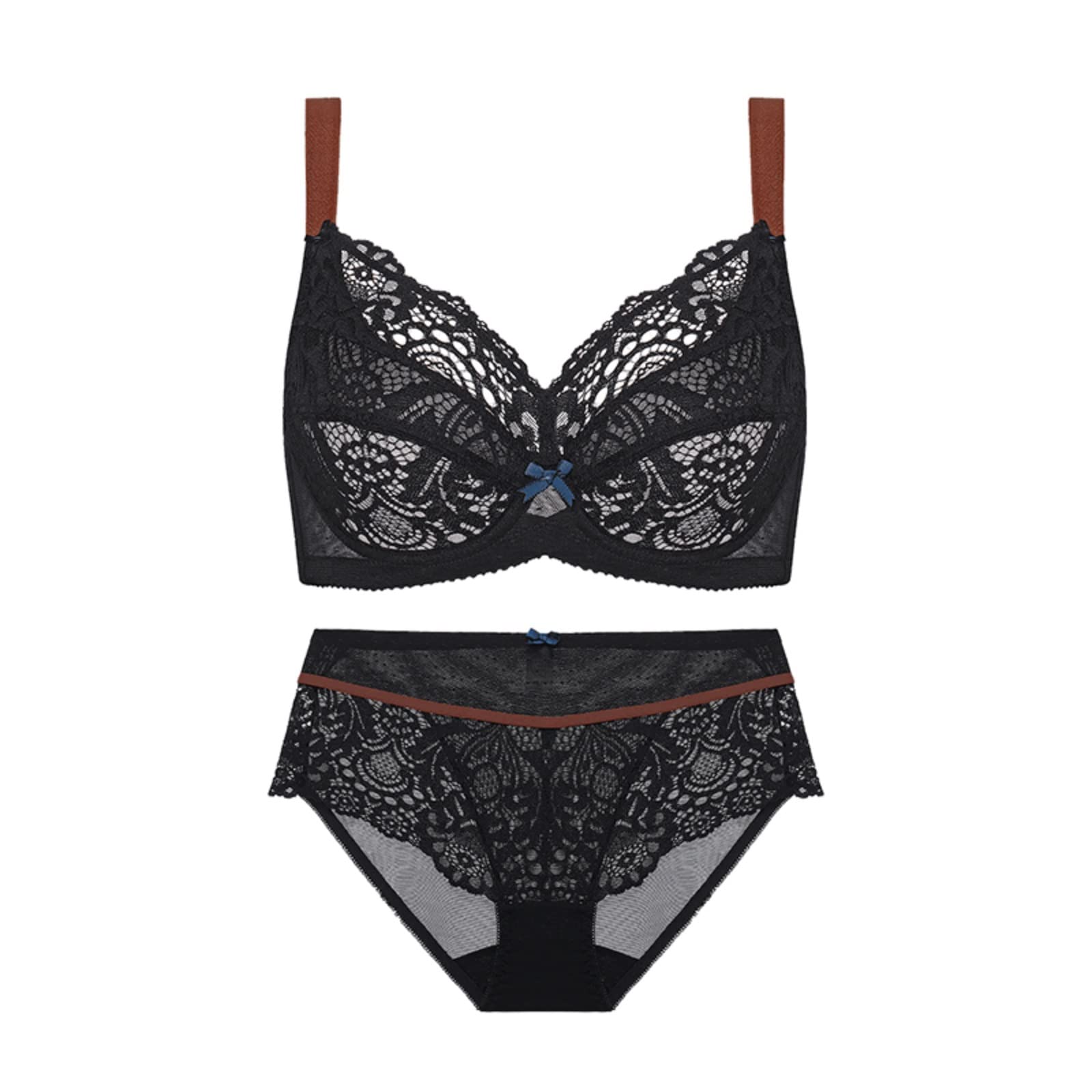 CHY Women's Ultra-Thin Underwire Bra - Plus Size Minimizer Full Coverage Lace Bras & Panty Set (Black, 95/42D) | Everyday Sexy Bralette for Comfort & Support | Perfect for Work, Date Night & Special Occasions