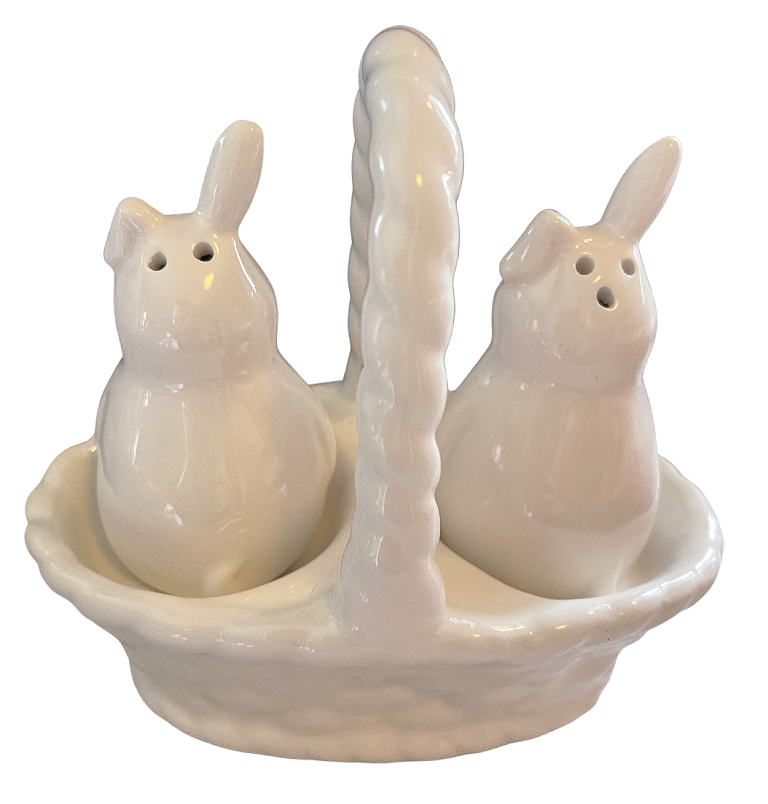 Rae Dunn Magenta Artisan Collection White Easter Bunny Salt and Pepper Shaker Set - Easter Basket Gift for Kitchen, Dining Table Decor, Spring Party Supplies