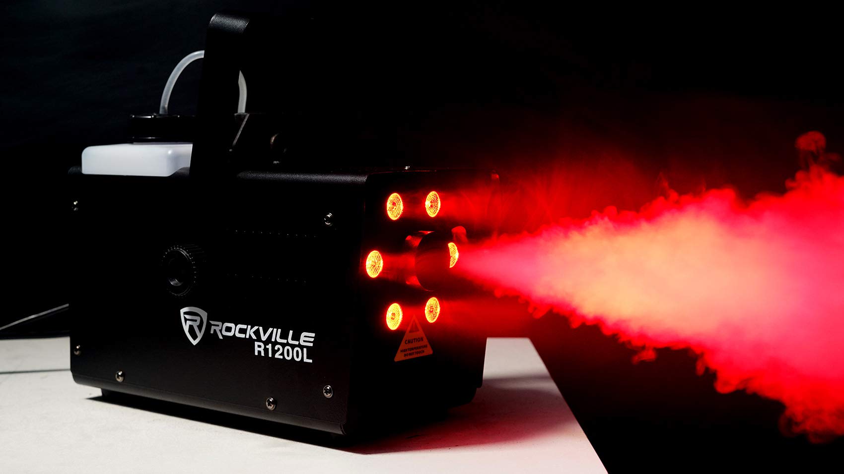 Rockville R1200L Professional Fog & Smoke Machine with LED Lights & Strobe, 7-Channel DMX Control & 2 Remotes - Perfect for Halloween Parties, Stage Shows, and Nightclub Events (Black)