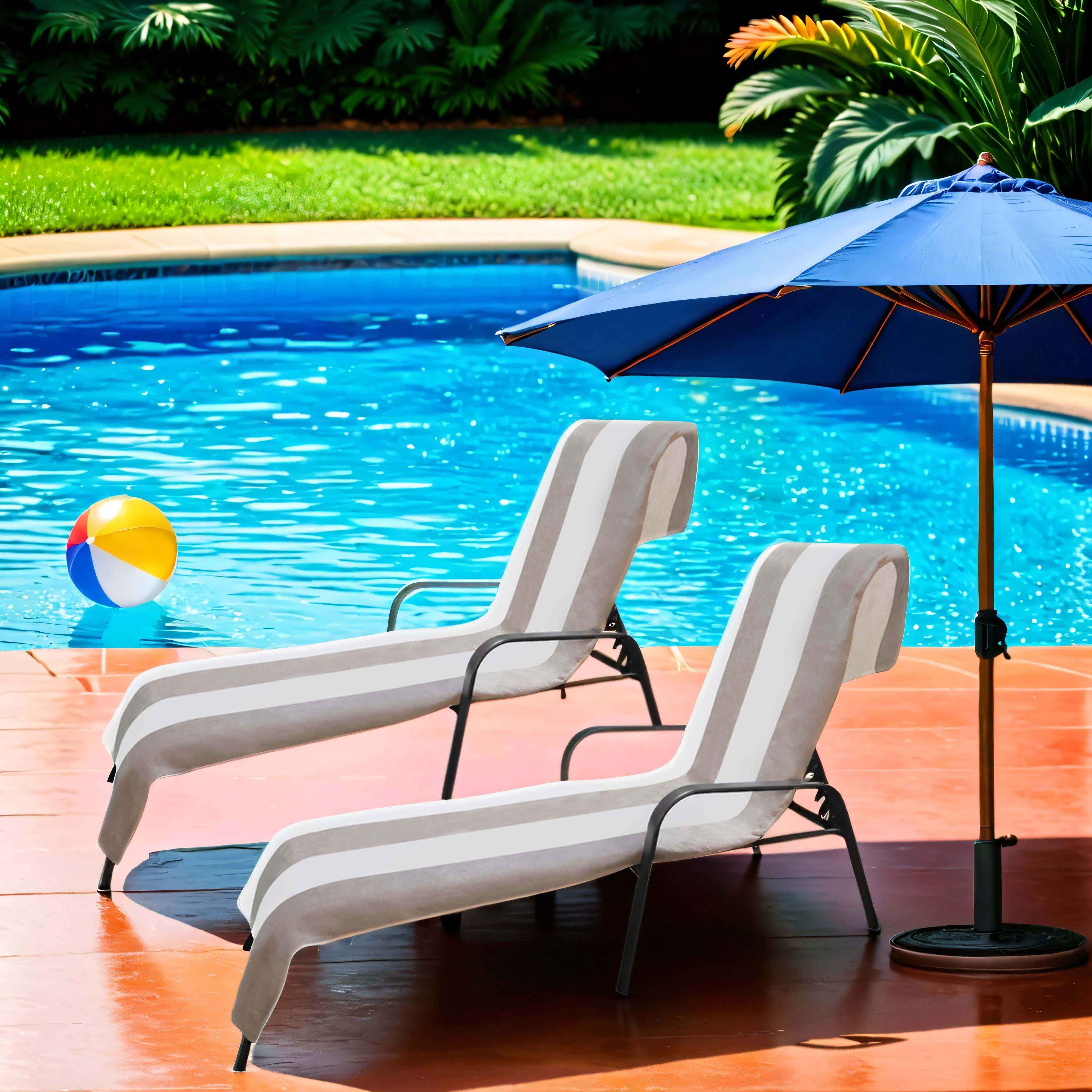 Premium Cabana Striped Cotton Beach Towel & Chaise Lounge Cover - Soft, Absorbent, UV Protection - Perfect for Poolside, Beach Vacations & Outdoor Relaxation