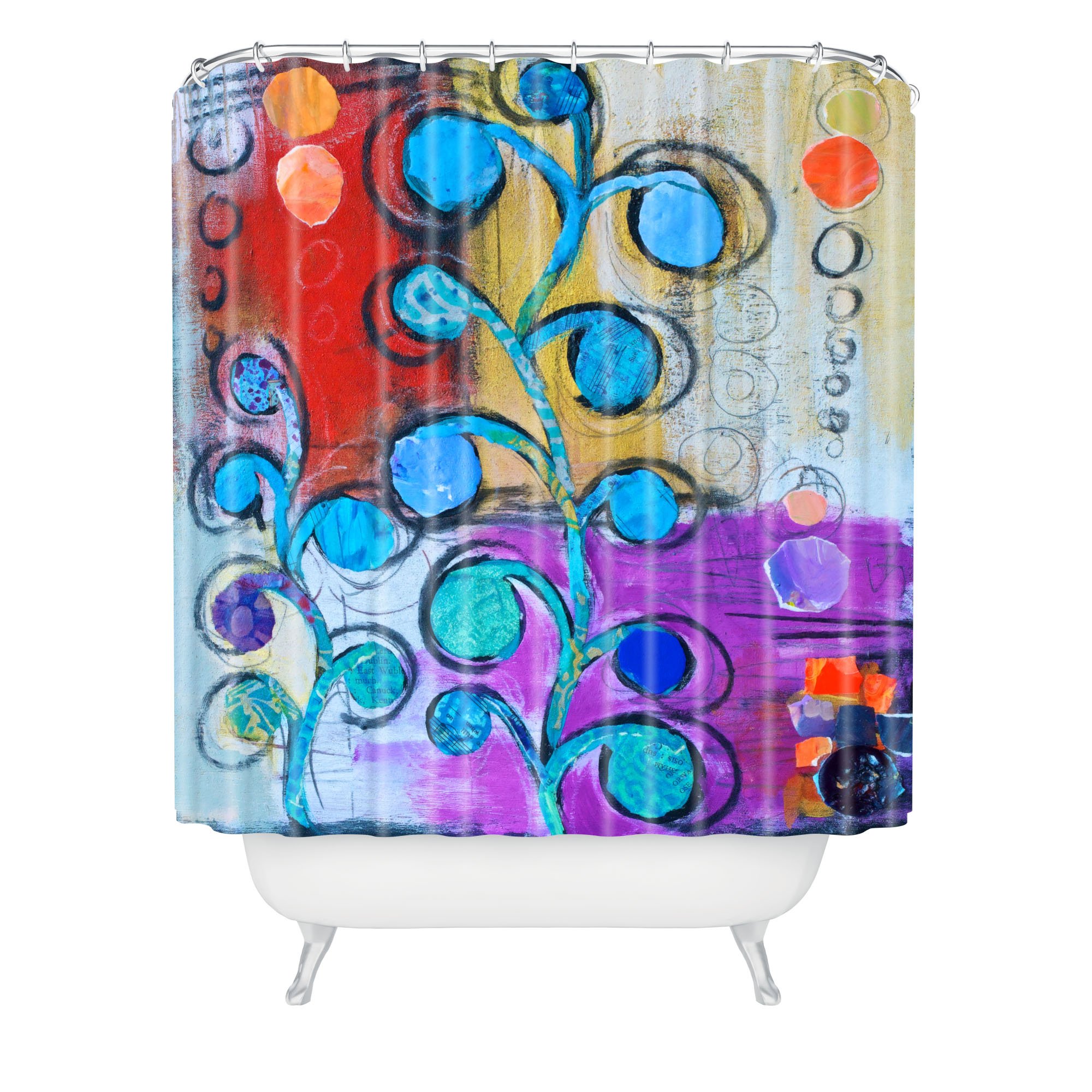 Deny Designs Elizabeth St Hilaire Nelson Circle Trees Shower Curtain - 69 x 72 Inches Waterproof Bathroom Decor for Modern & Bohemian Style Homes