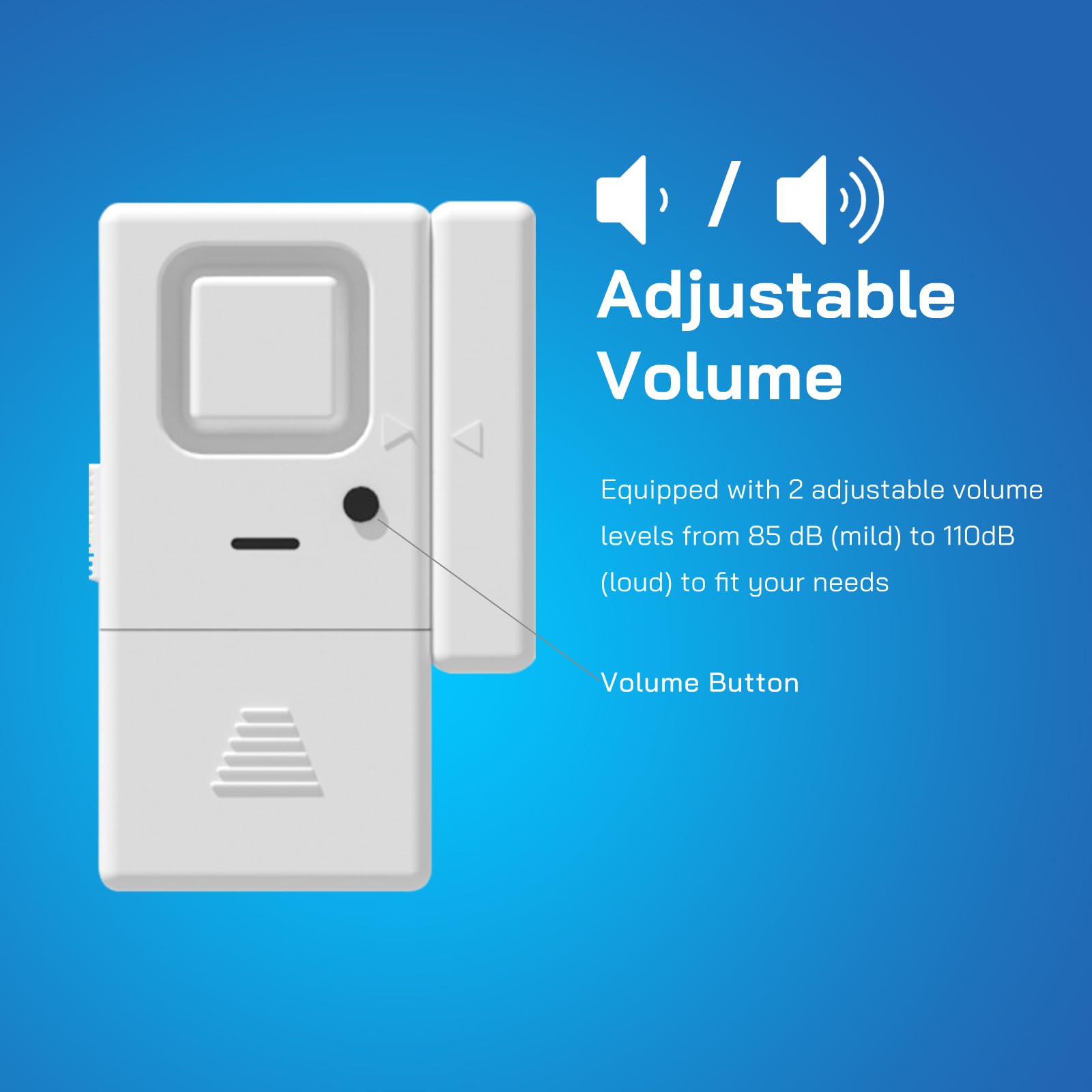 Rosmila Wireless Door & Window Alarm Sensor - 2 Pack Adjustable Volume with Burglar Alert & Entry Chime for Home Security, Child Safety & Apartment Protection | Easy DIY Installation for Bedrooms, Offices & Vacation Homes