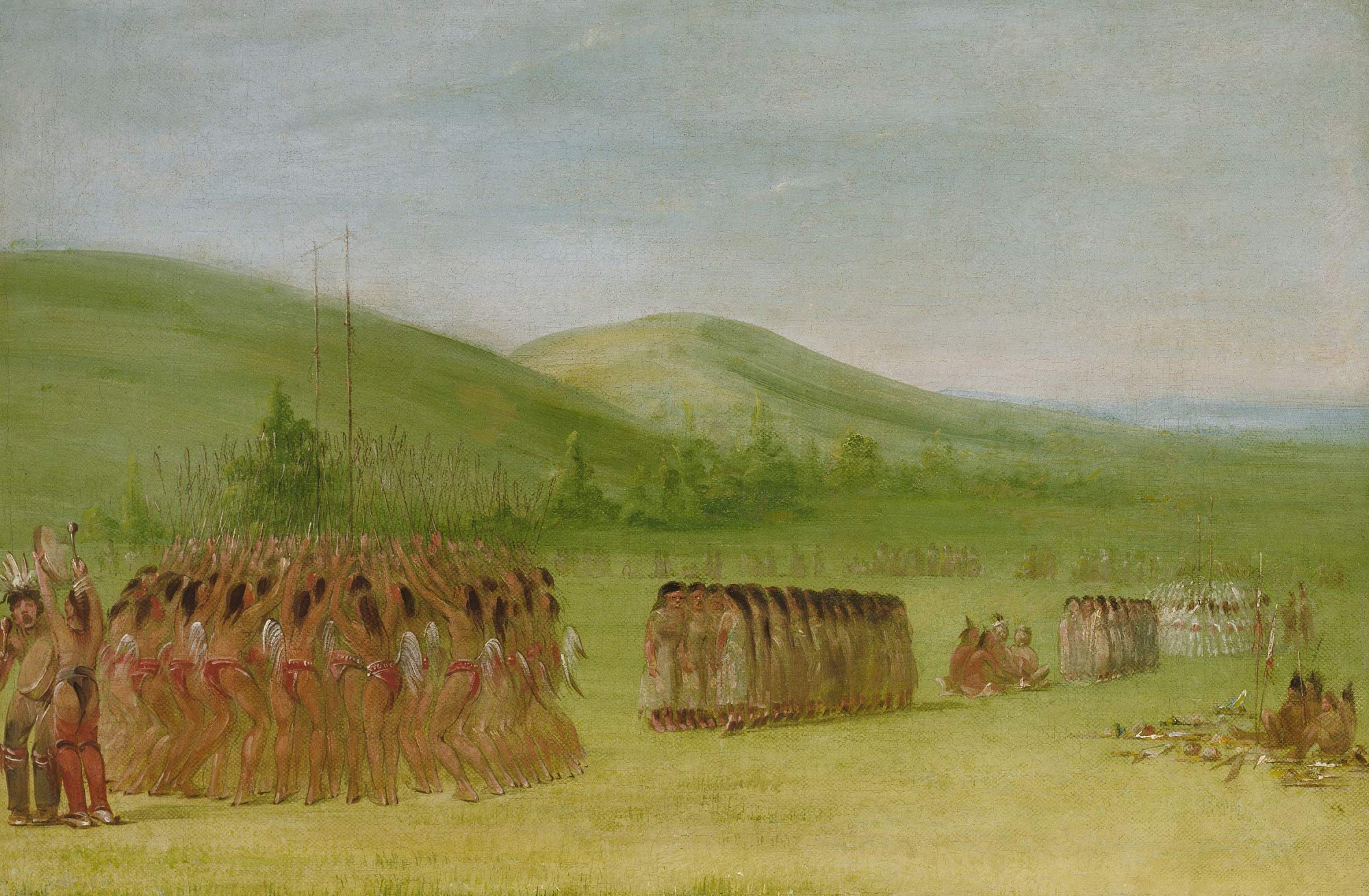 George Catlin: Ball-play Dance, Choctaw - Vintage Western American Artwork 24x17