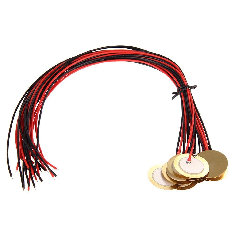 BOLAXHCA 12Pcs 27mm Piezo Disc Pickups with Wires - Microphone, Drum Trigger, Acoustic Transducer for CBG Guitar - Perfect for DIY Instruments, Amplified Sound Projects & Home Recording