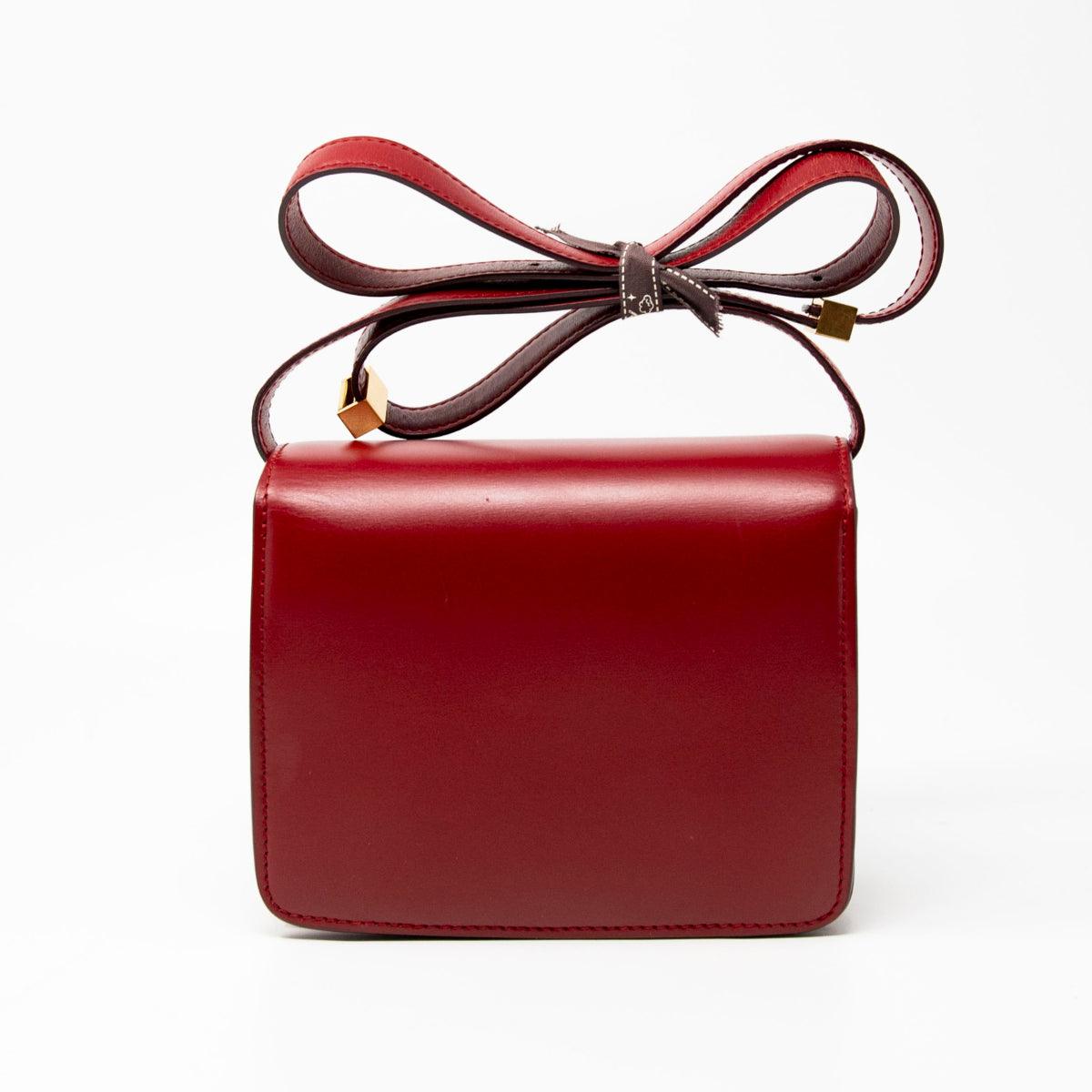 Celine Dark Red Small Box Bag - Premium Leather Crossbody Handbag for Women | Perfect for Work, Travel & Evening Events