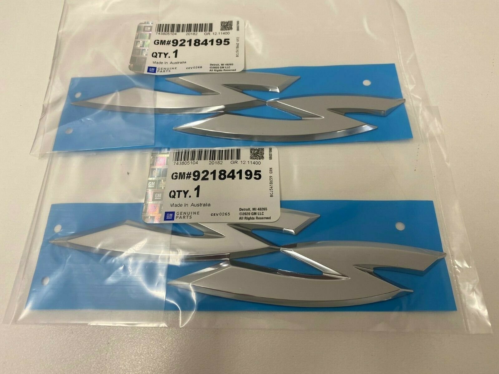 Genuine Holden VY VZ Commodore 2002-2004 Rear Door SS Badge Pair (Part #92184195) - Perfect for Car Restoration & Customization Projects